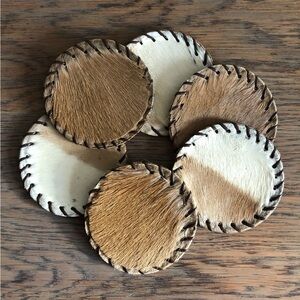 Cowhide Leather Coasters Set of 6